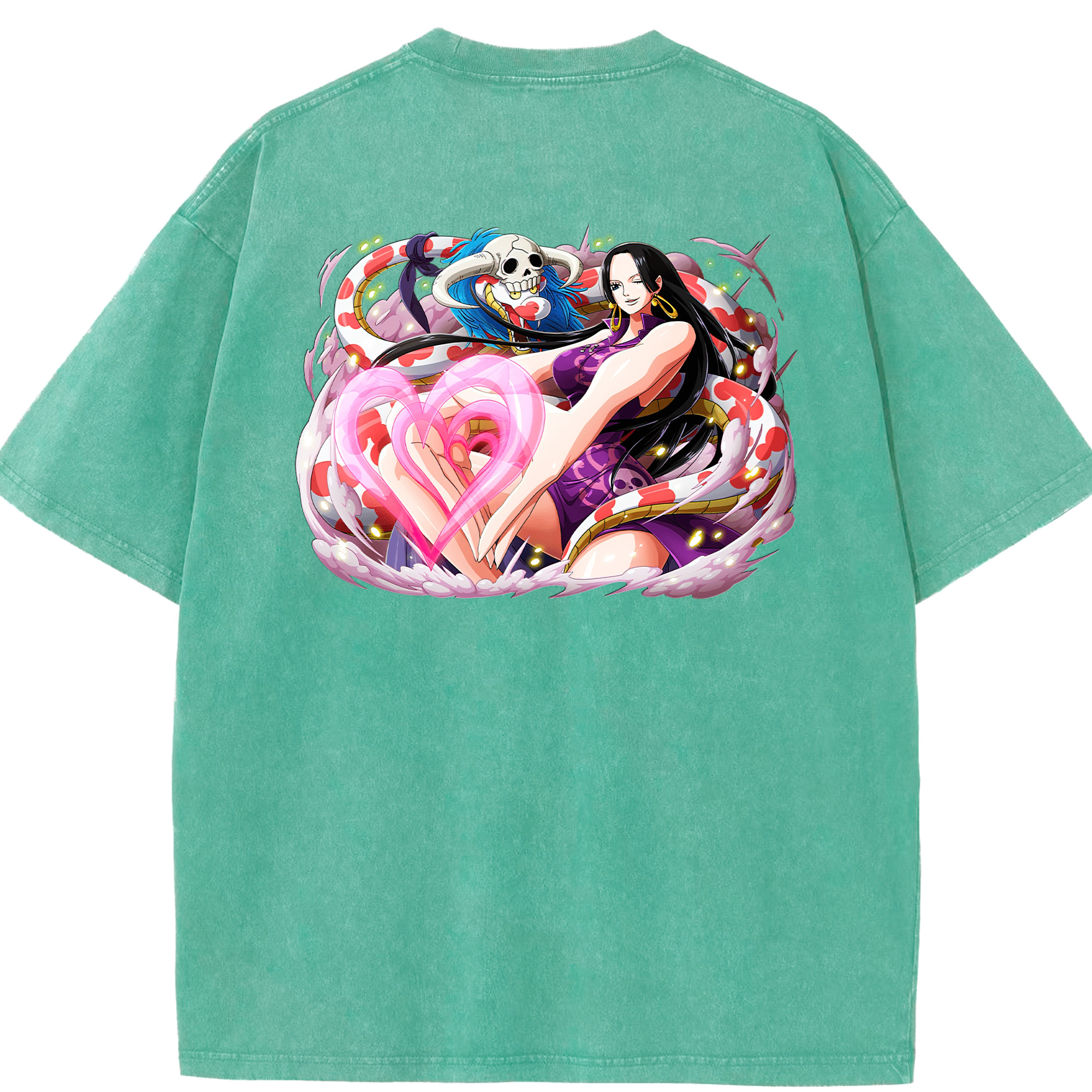 ワンピース ボア・ハンコック ONE PIECE Boa·Hancock 綿100% ヴィンテージ風 半袖Tシャツ（背面プリント）